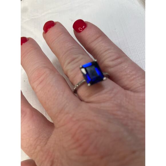 Sterling Silver 925 Blue Stone Ring Women's 6.75 Stunning - Picture 6 of 8